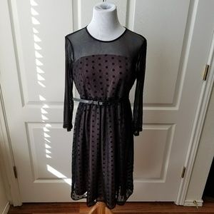 Motherhood Maternity Black Polkadot Mesh Dress